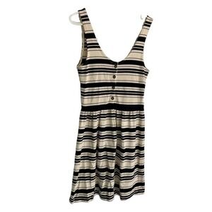 J. Crew Black and off-white striped tank top sleveless dress XS
